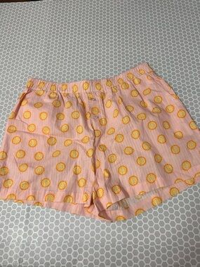 High-Waist Pink Sun Print Elastic-Waist Boxers Pajama Shorts Size XL